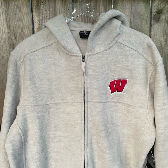Colosseum Wisconsin Fleece Full Zip Jacket Long Sleeves Pockets Gray L Badgers - Picture 3 of 10